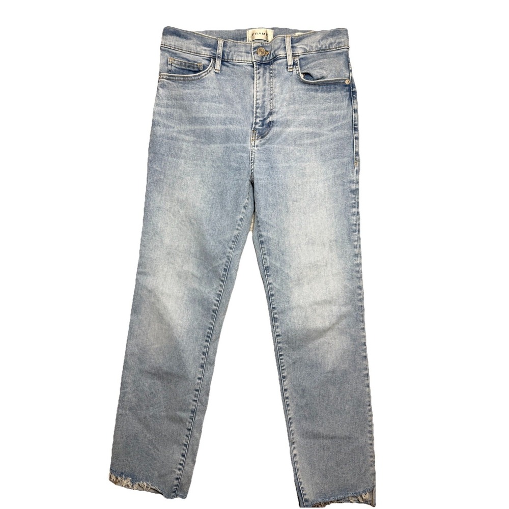 Frame jeans le high straight sz 28 organic cotton distressed hem Ankle Colorado - Picture 2 of 10